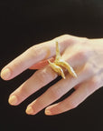 tree branch ring gold adjustable